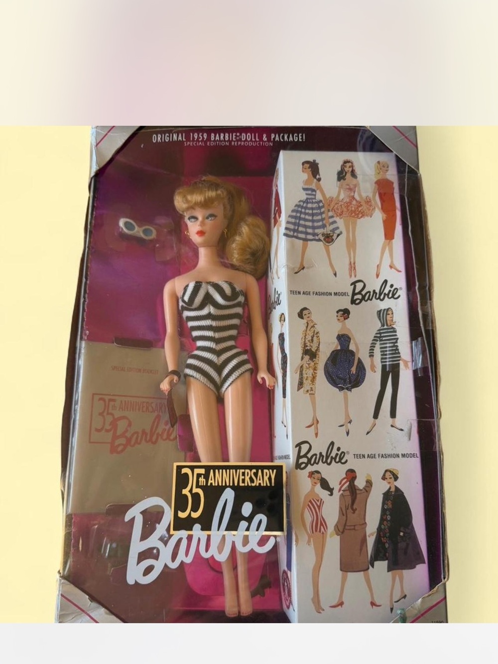 Barbie Black & White Striped Swimsuit 35th Anniversary Doll